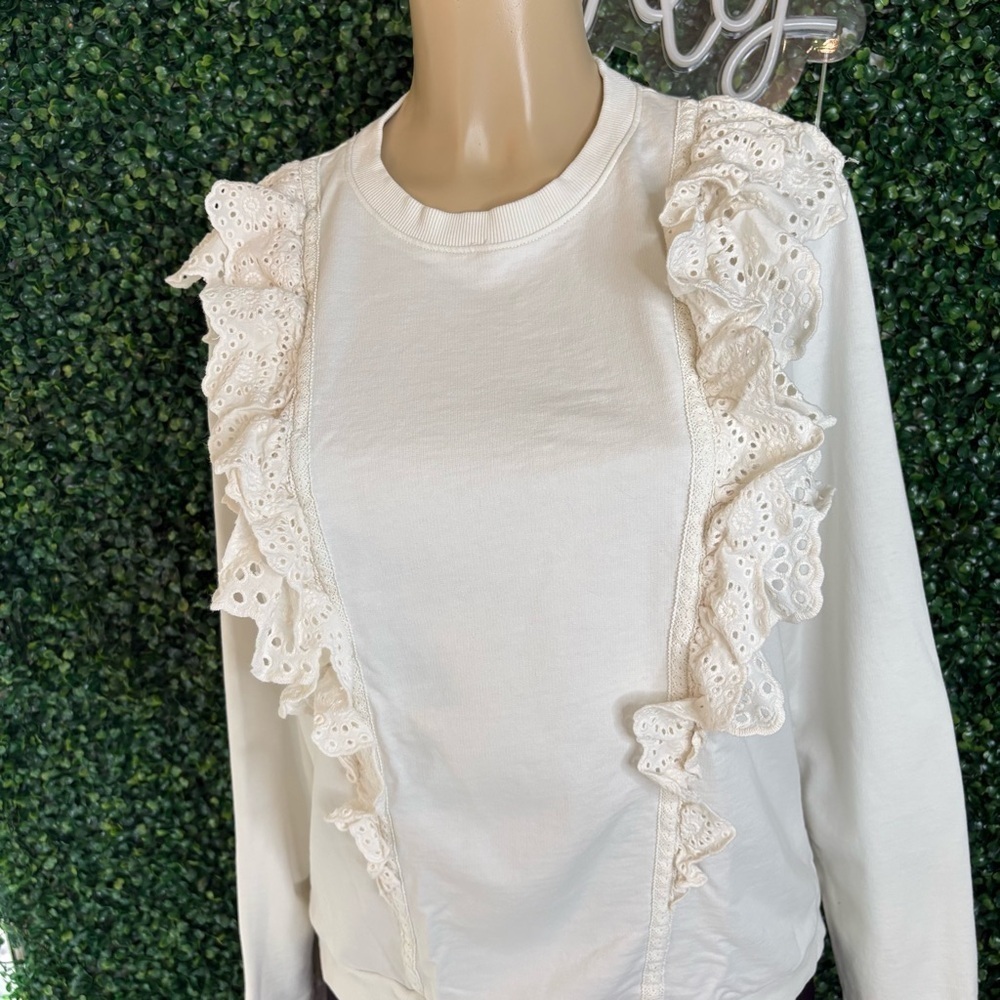 Boden Cream Ruffle Sweatshirt - Picture 3 of 7